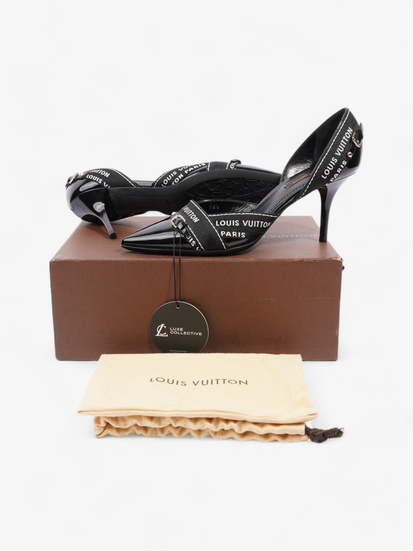 Louis Vuitton Ribbon Pumps 70 Black / White Patent Leather EU 38.5 UK 5.5