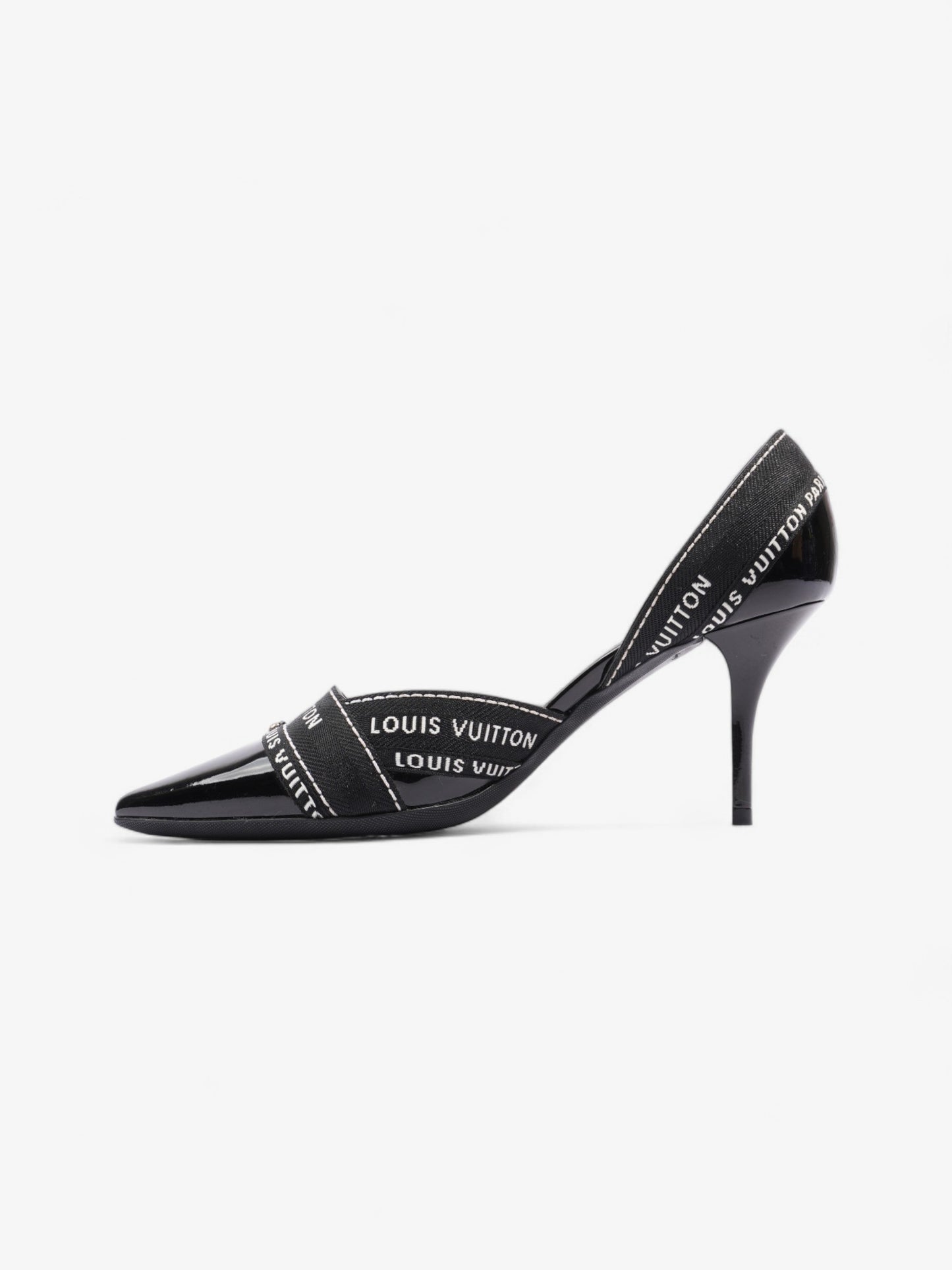 Louis Vuitton Ribbon Pumps 70 Black / White Patent Leather EU 38.5 UK 5.5
