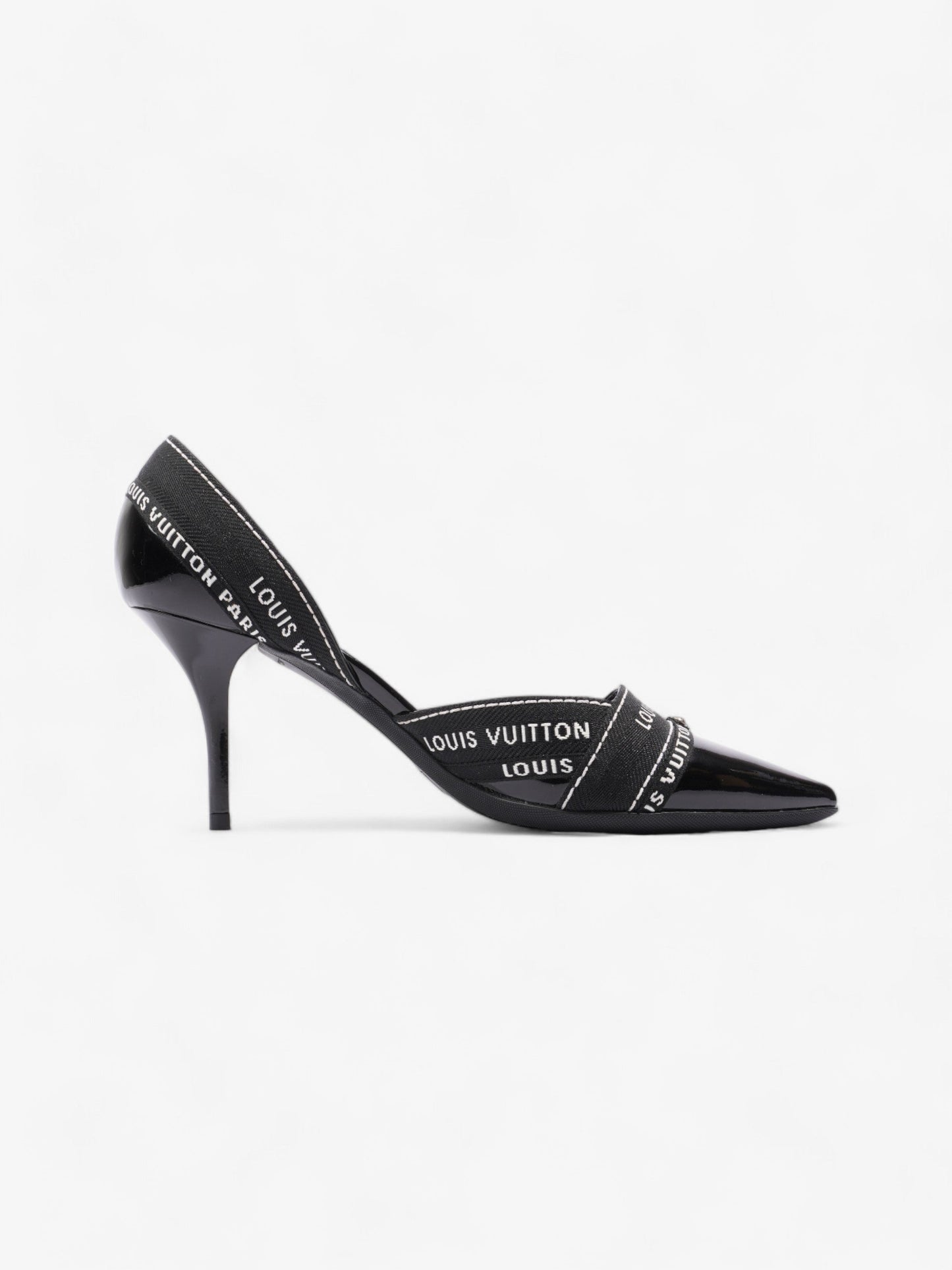 Louis Vuitton Ribbon Pumps 70 Black / White Patent Leather EU 38.5 UK 5.5