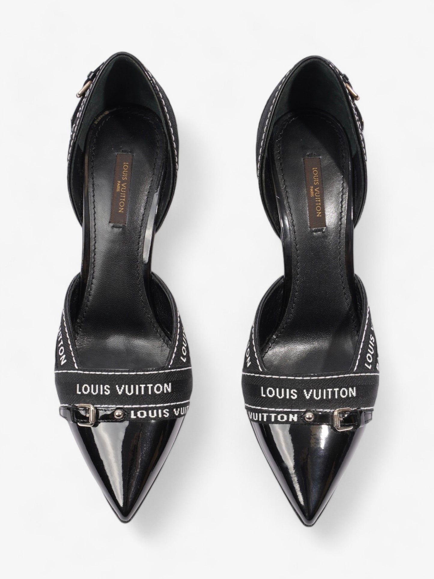 Louis Vuitton Ribbon Pumps 70 Black / White Patent Leather EU 38.5 UK 5.5