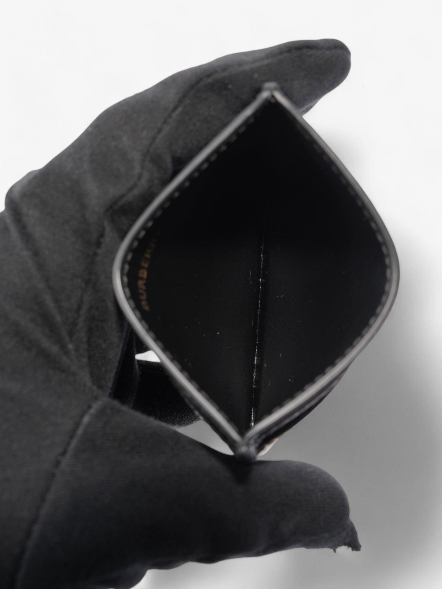 Burberry Check Card Case Black Canvas