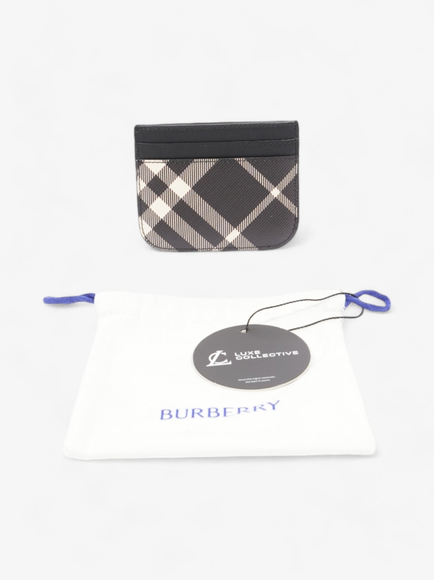 Burberry Check Card Case Black Canvas