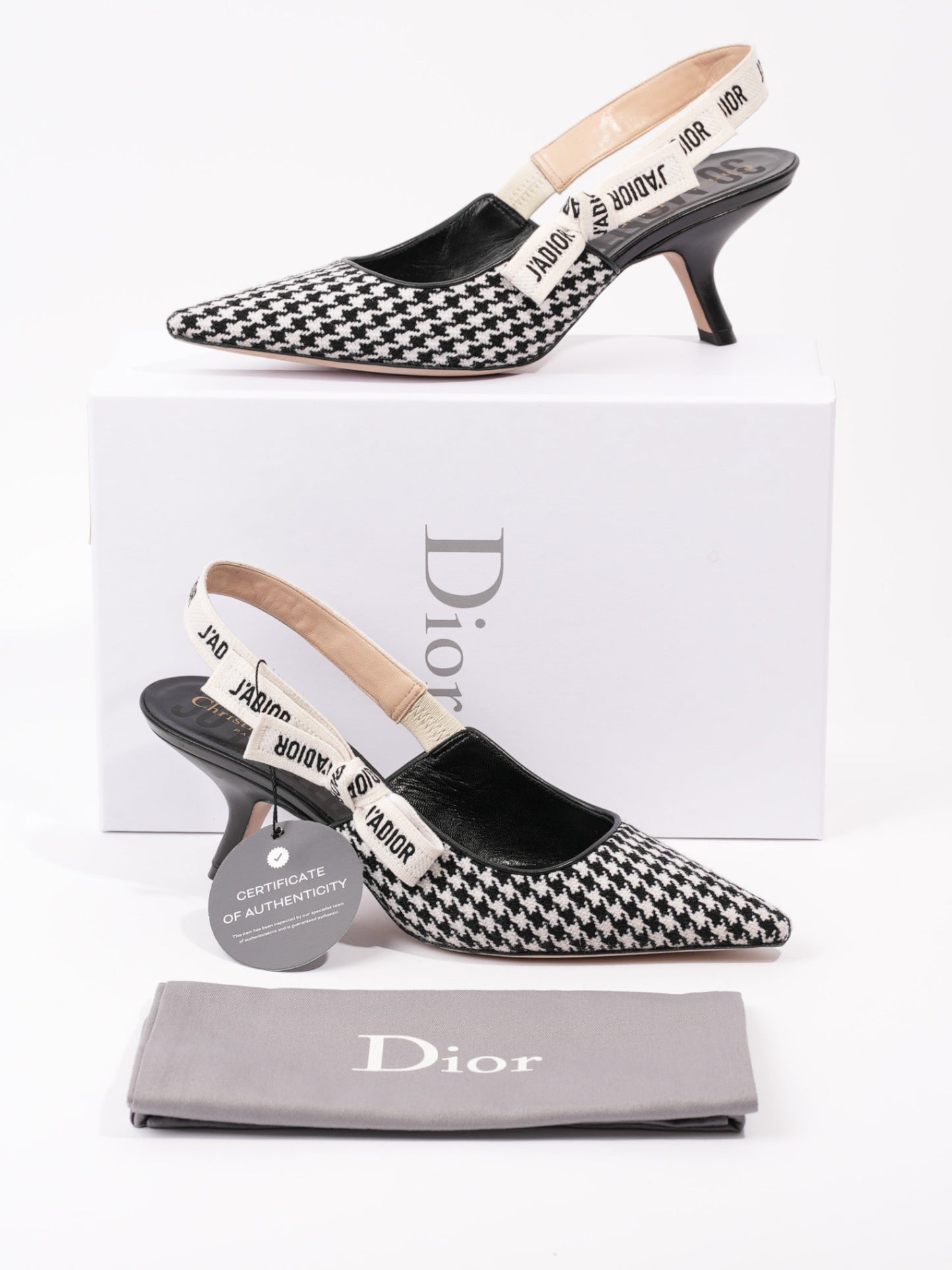 Christian Dior J'ADIOR Slingback Pumps 65 Black / White Tweed EU 40 UK 7