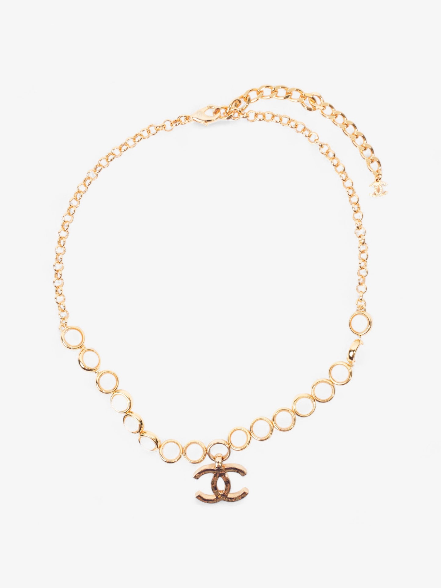 Chanel CC Pearl Necklace Gold Base Metal