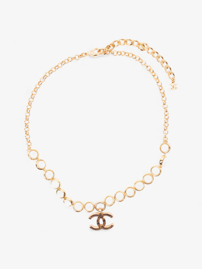 Chanel CC Pearl Necklace Gold Base Metal