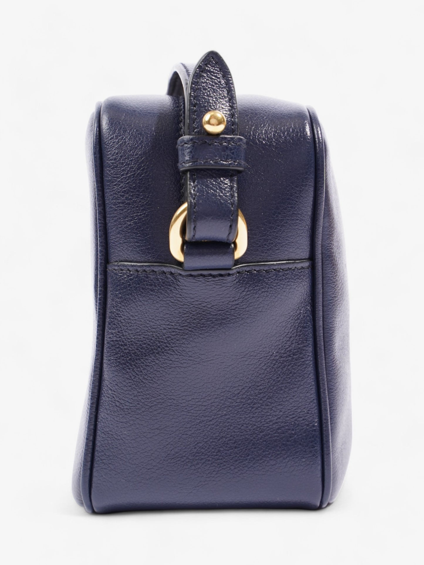Prada Logo Embossed Navy Leather