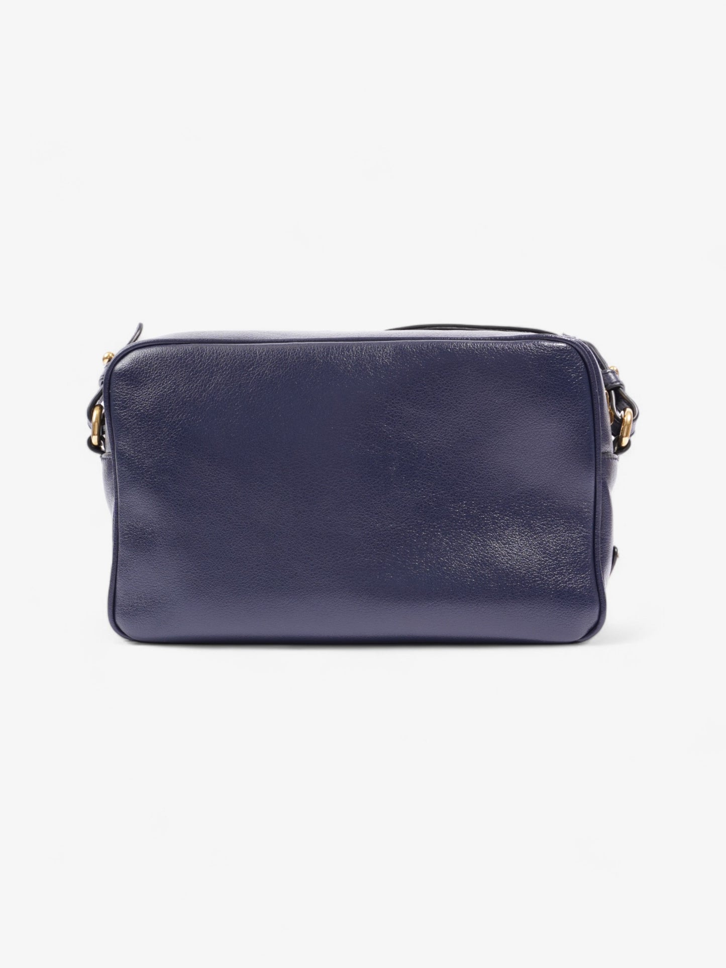 Prada Logo Embossed Navy Leather