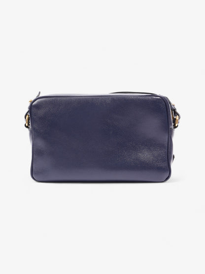 Prada Logo Embossed Navy Leather