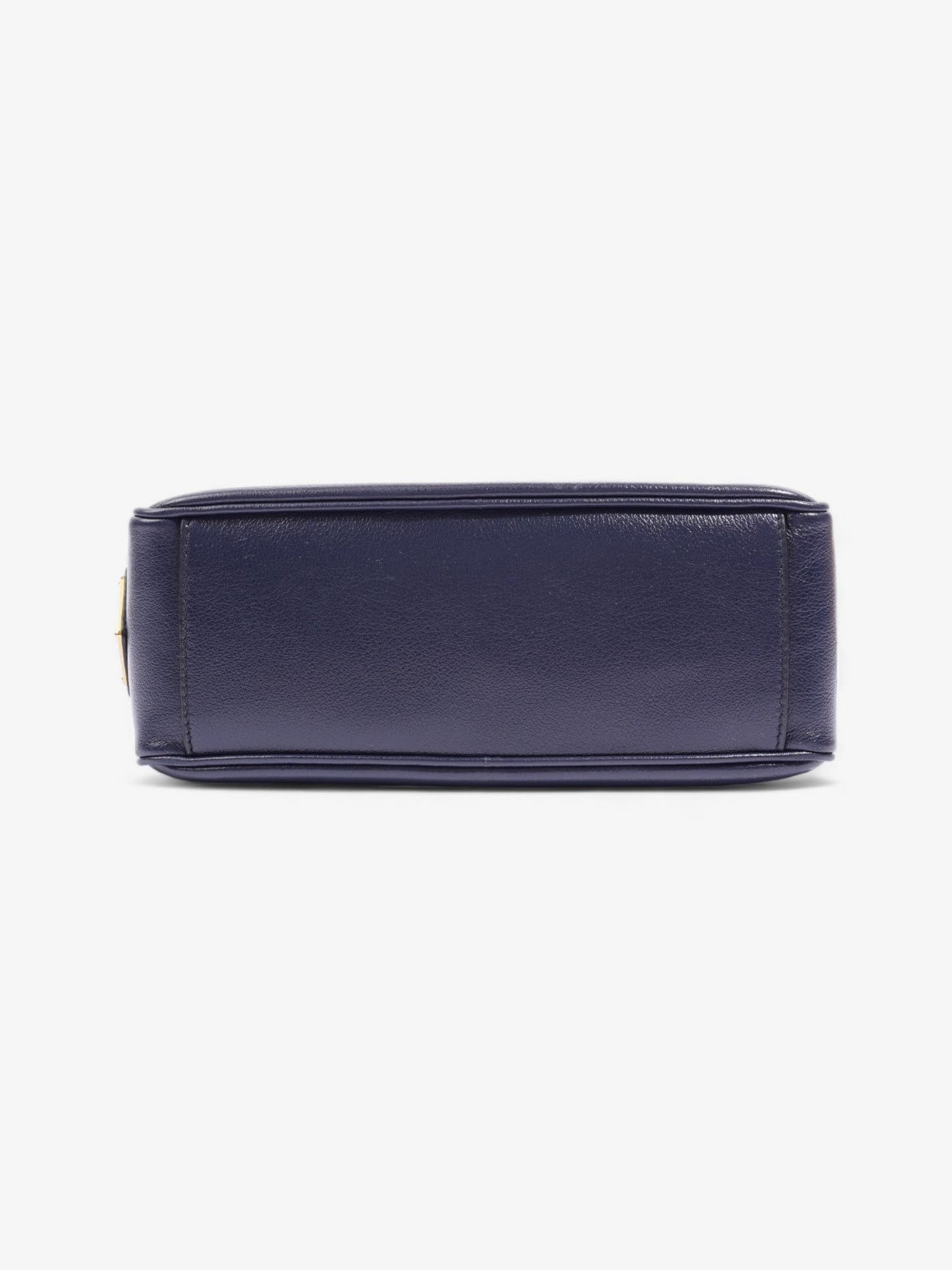 Prada Logo Embossed Navy Leather