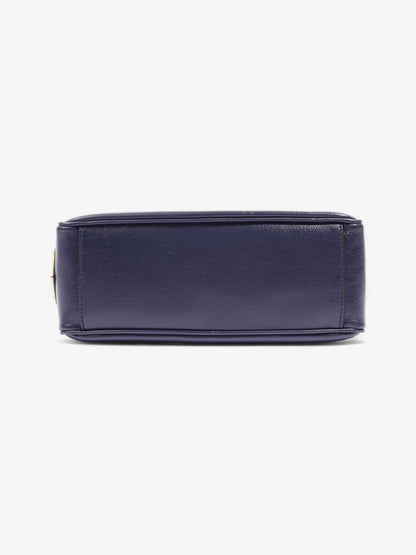 Prada Logo Embossed Navy Leather