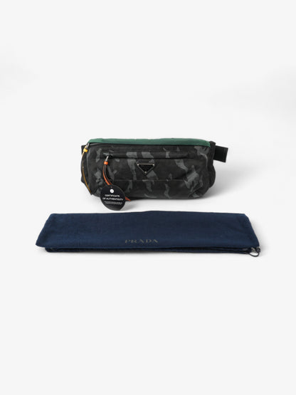 Prada Bum Bag Black / Grey Camo / Green Re Nylon