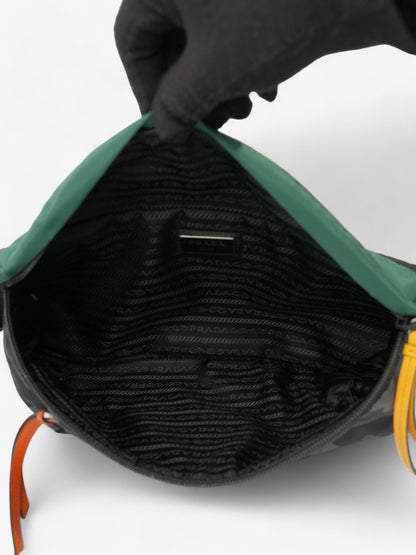 Prada Bum Bag Black / Grey Camo / Green Re Nylon