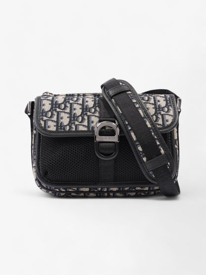 Christian Dior Monogram Messenger Bag Black / Blue Oblique Cotton