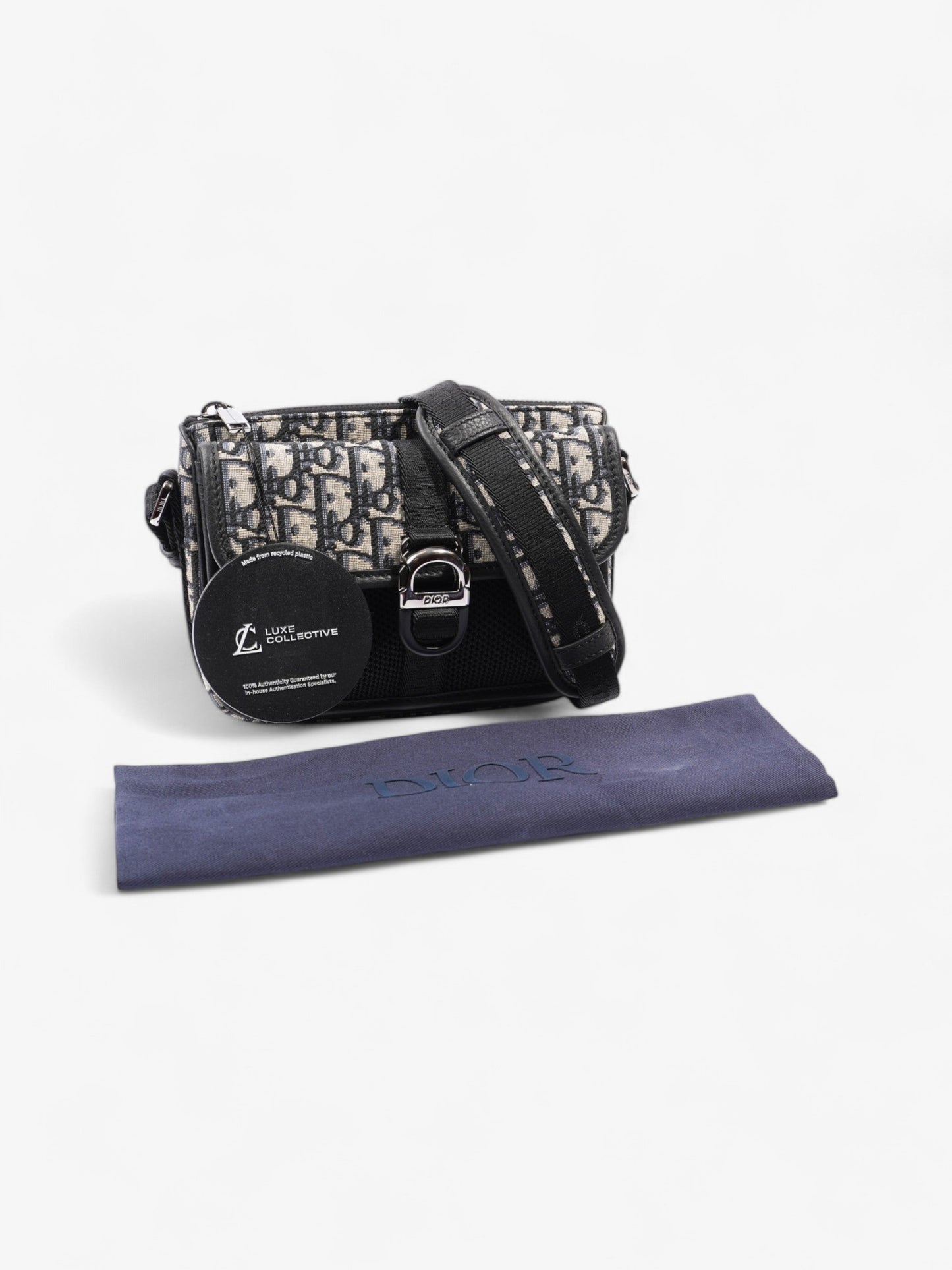 Christian Dior Monogram Messenger Bag Black / Blue Oblique Cotton
