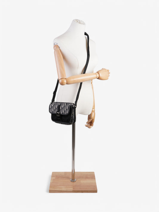 Christian Dior Monogram Messenger Bag Black / Blue Oblique Cotton