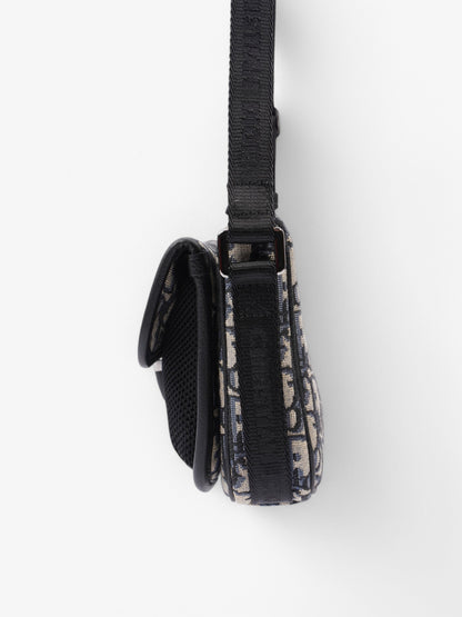 Christian Dior Monogram Messenger Bag Black / Blue Oblique Cotton