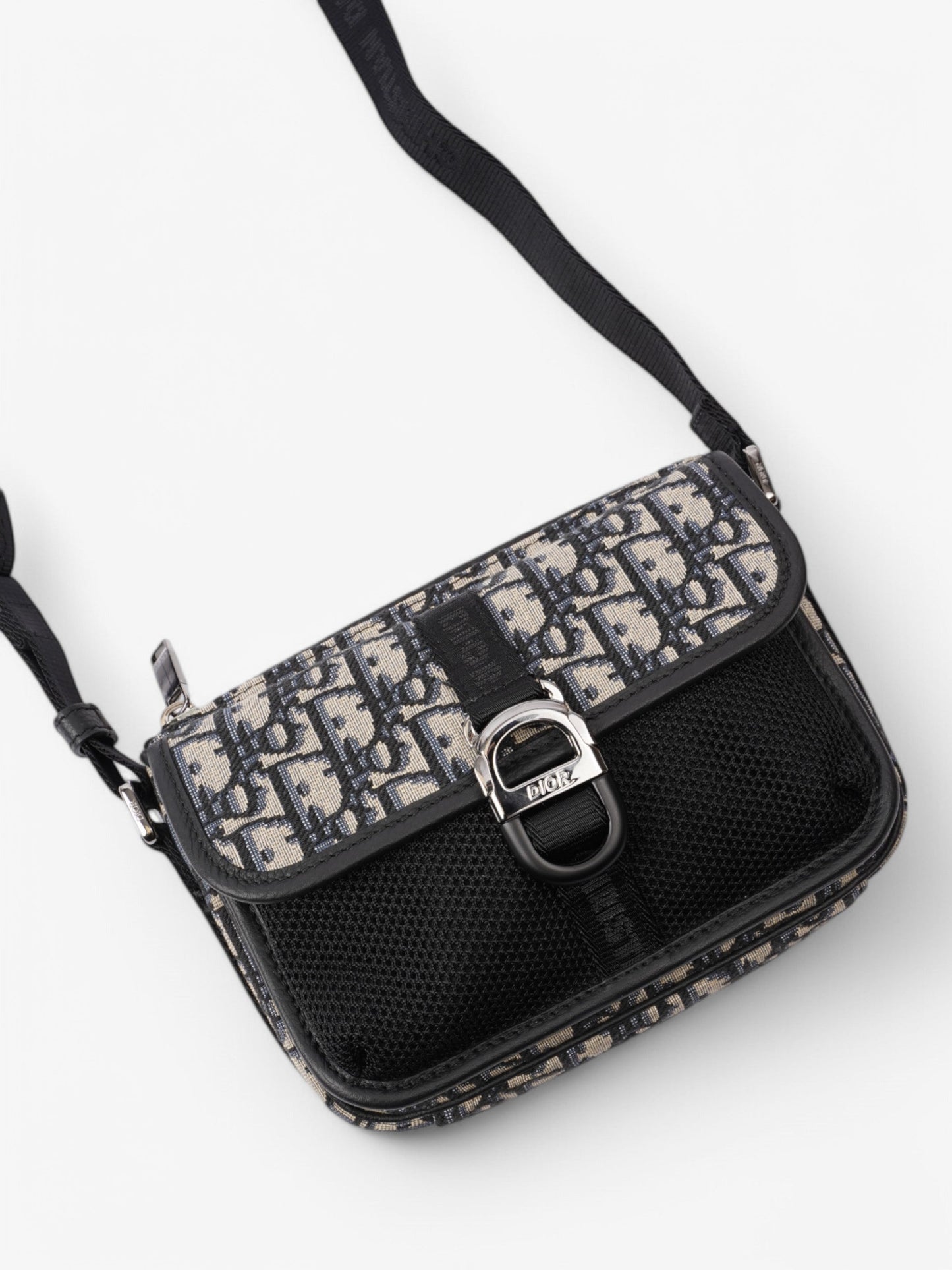 Christian Dior Monogram Messenger Bag Black / Blue Oblique Cotton