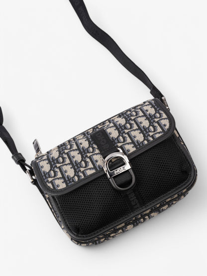 Christian Dior Monogram Messenger Bag Black / Blue Oblique Cotton