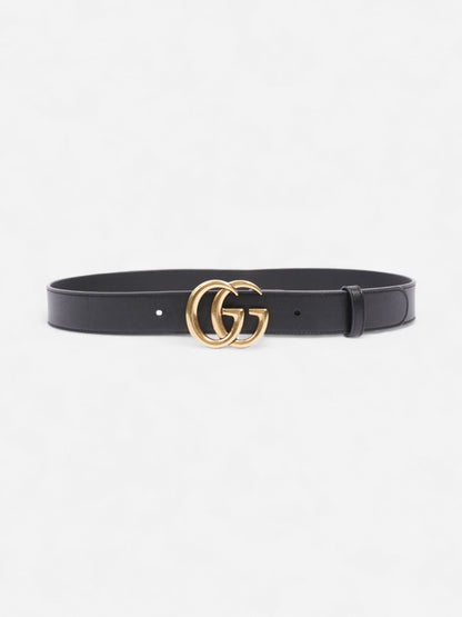 Gucci GG Marmont Thin Belt Black / Gold Leather 80cm / 32"