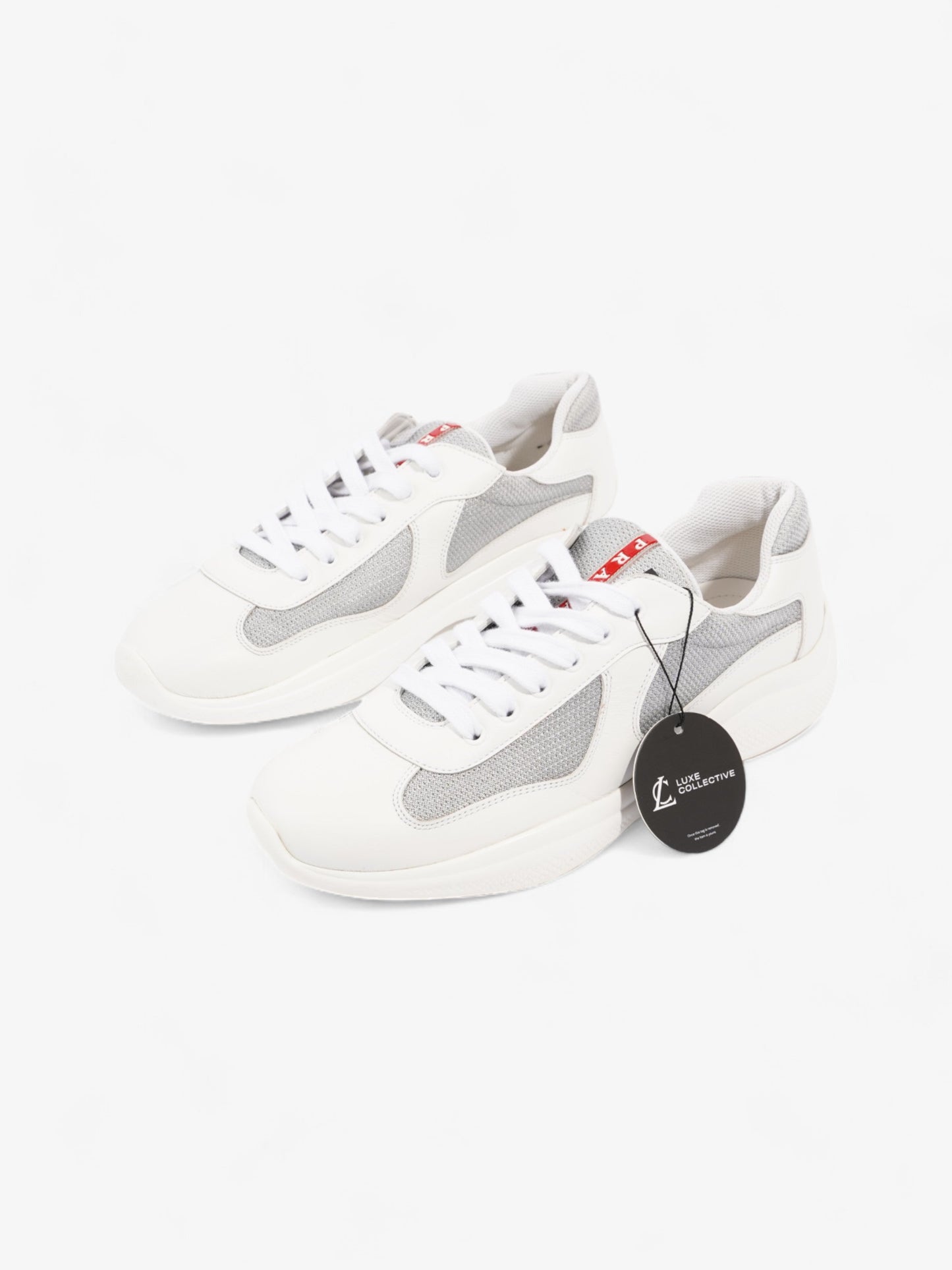 Prada America's Cup Sneakers White / Grey Leather EU 43 UK 9