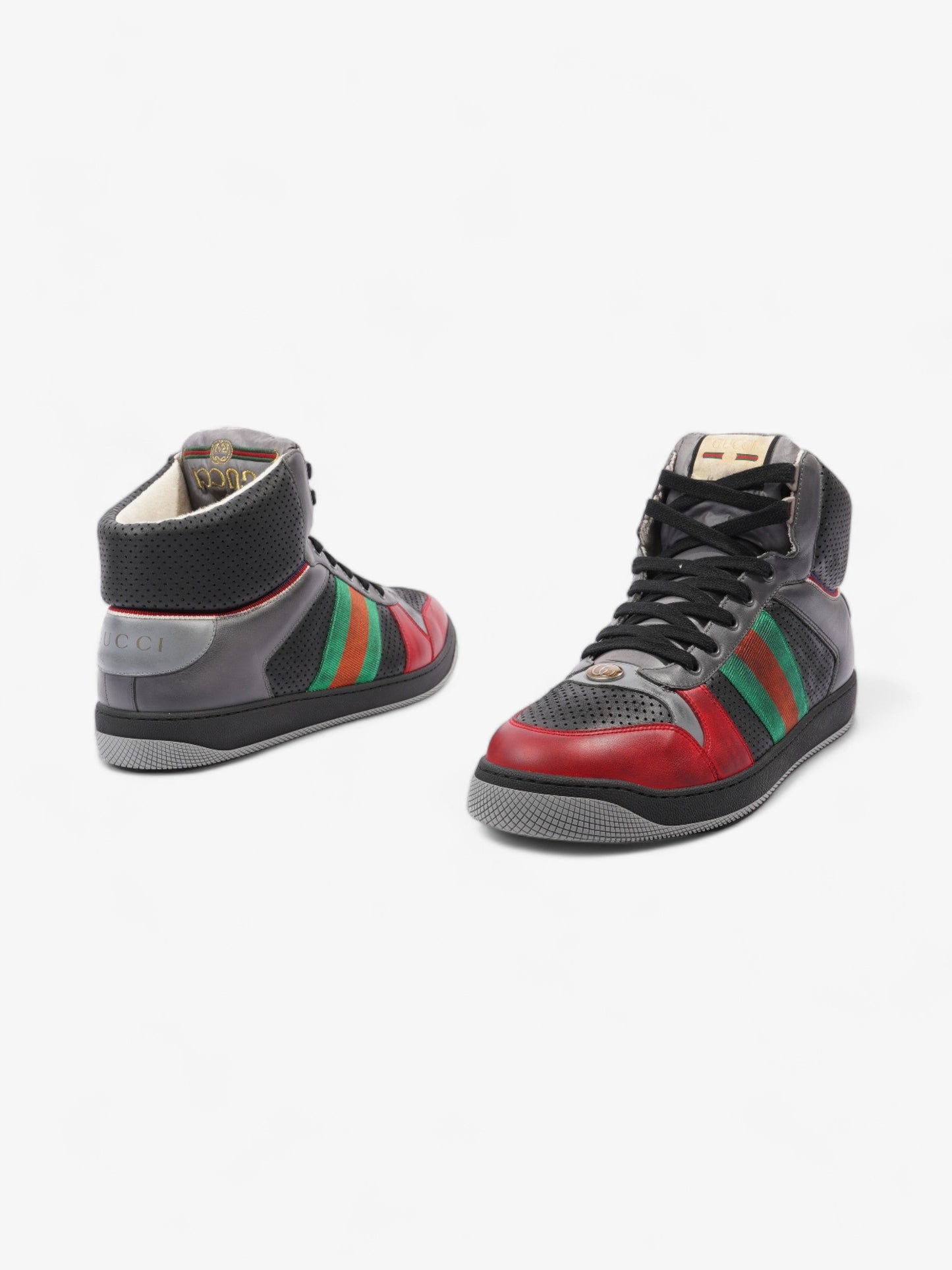 Gucci Screener Sneaker Grey / Red / Green Leather EU 46 UK 12