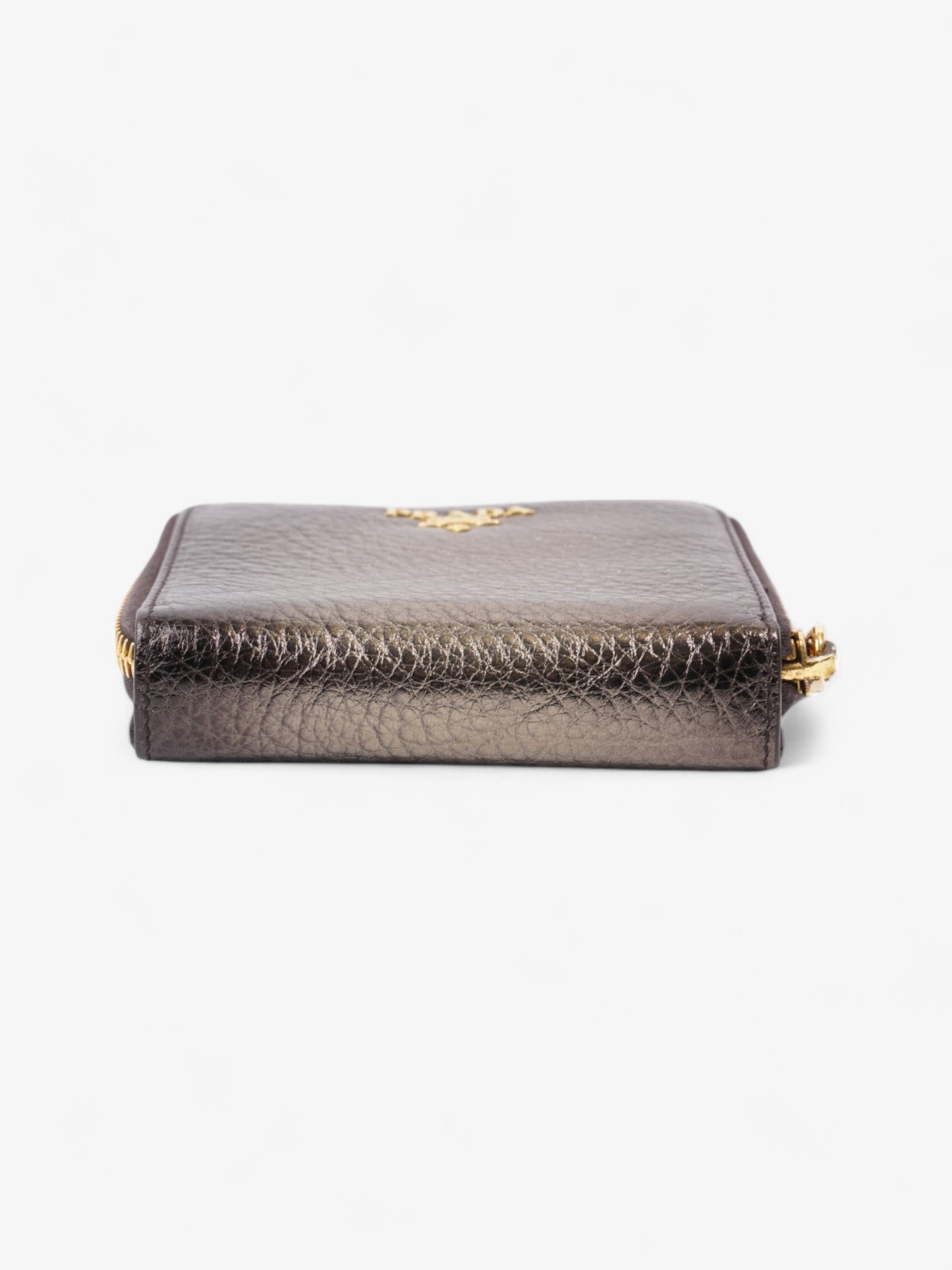 Prada Zip Around Purse Metallic Leather Small