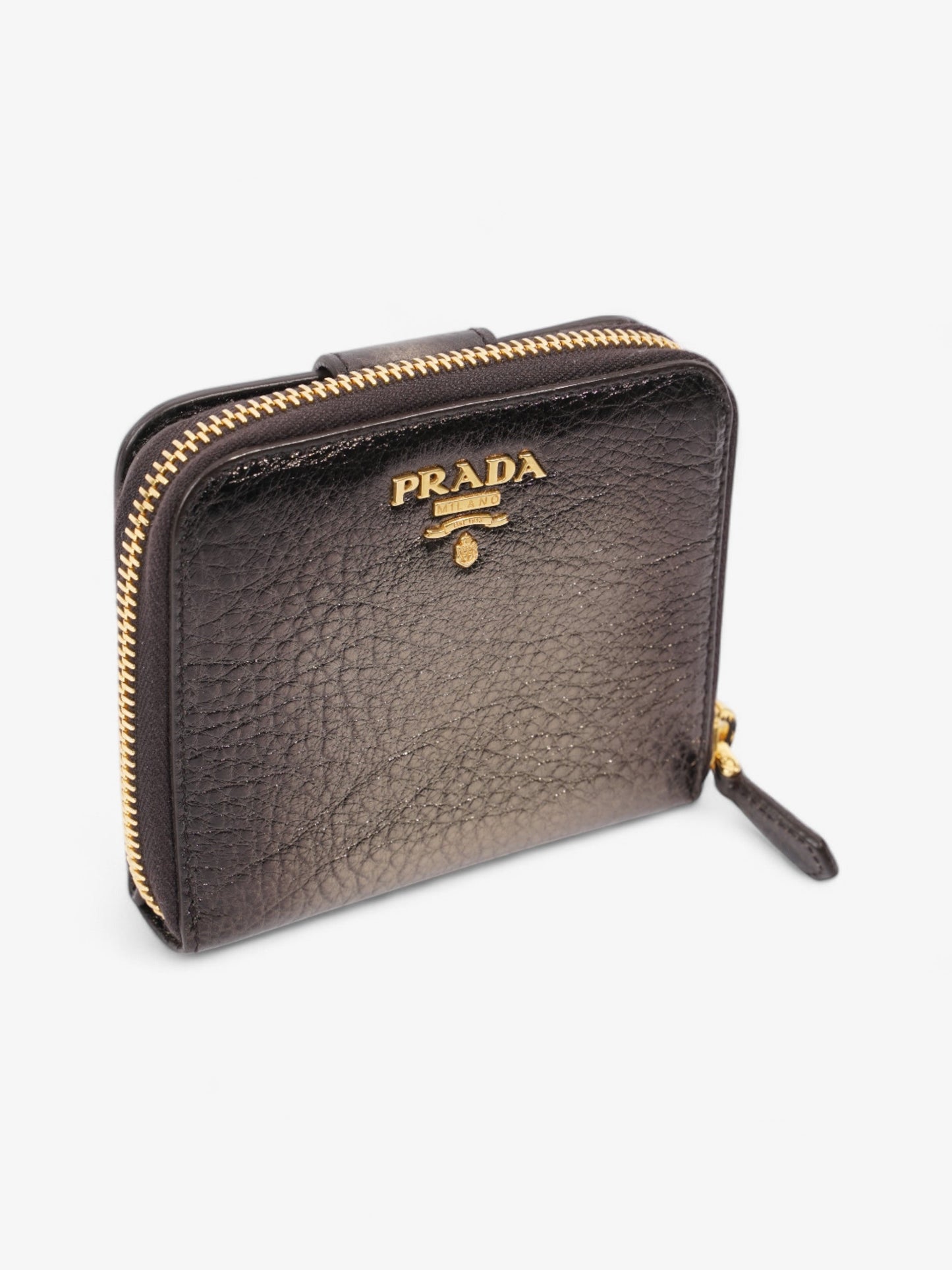 Prada Zip Around Purse Metallic Leather Small