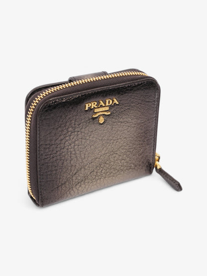 Prada Zip Around Purse Metallic Leather Small