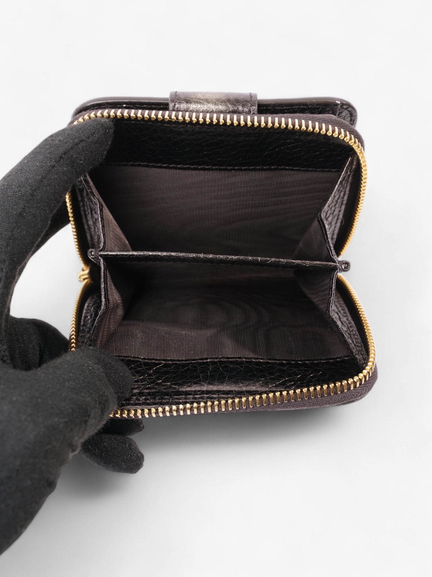 Prada Zip Around Purse Metallic Leather Small