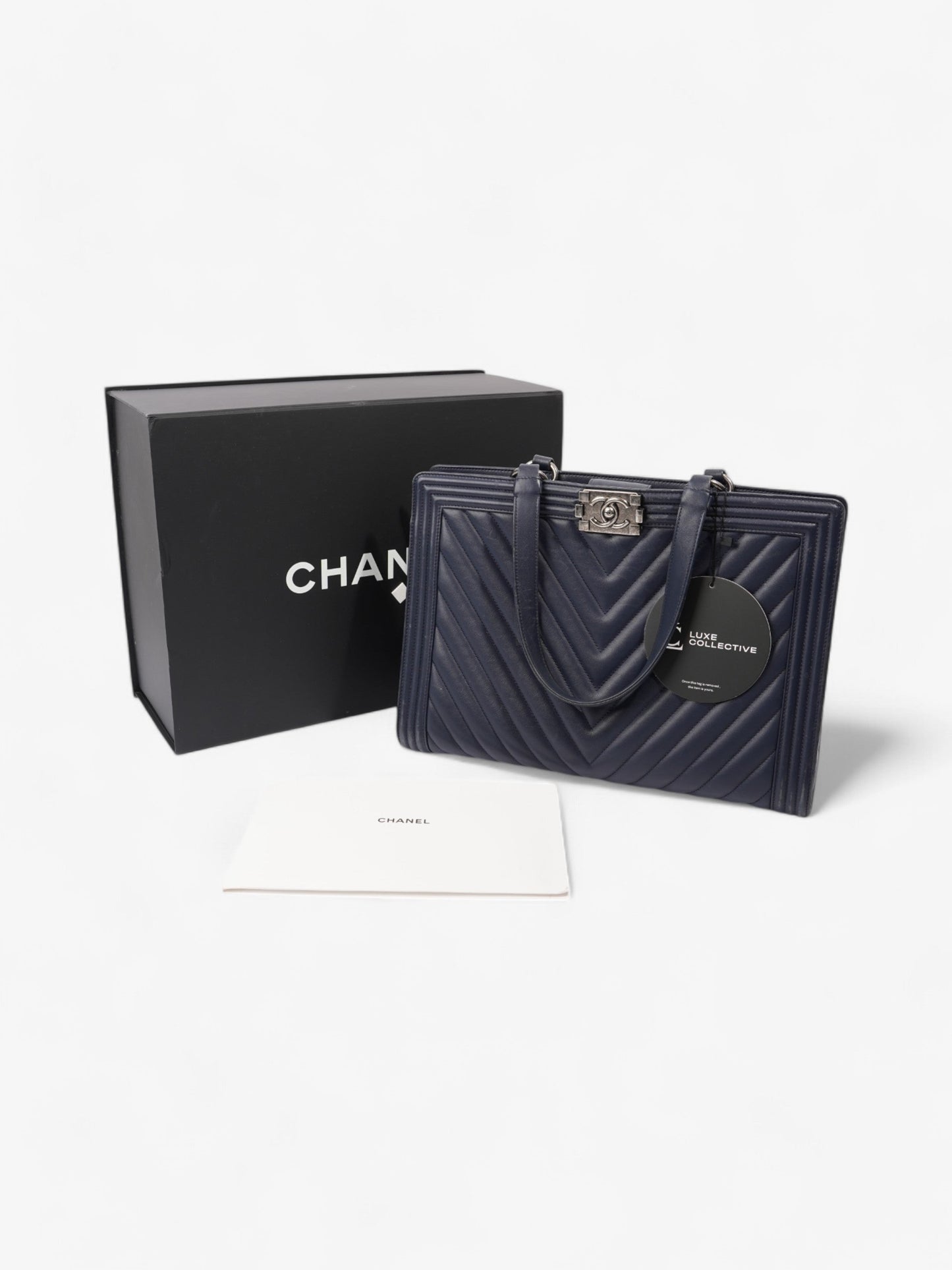 Chanel Boy Tote Navy Blue Lambskin Leather