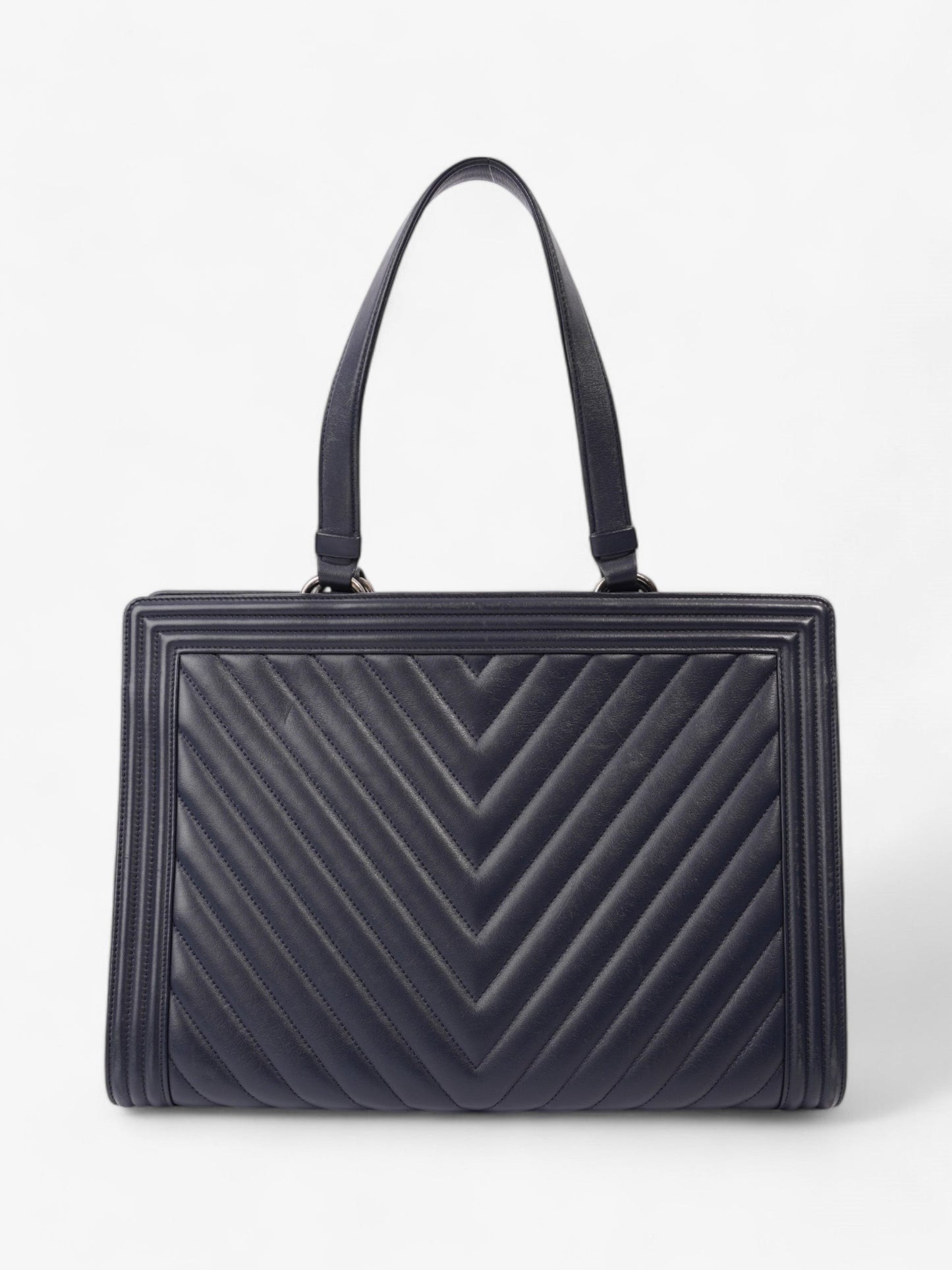 Chanel Boy Tote Navy Blue Lambskin Leather