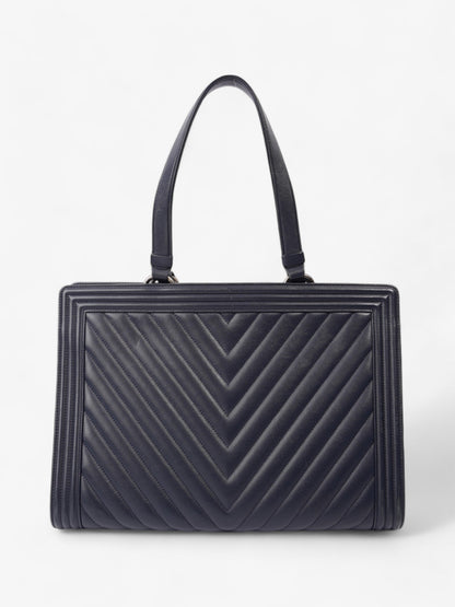 Chanel Boy Tote Navy Blue Lambskin Leather