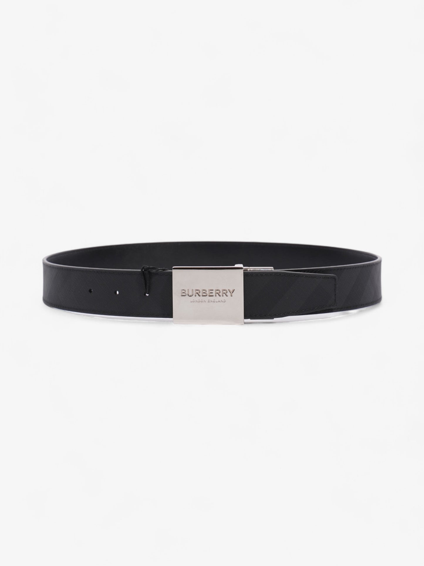 Burberry Reversible Plaque Belt Black Coated Canvas 85cm 34"