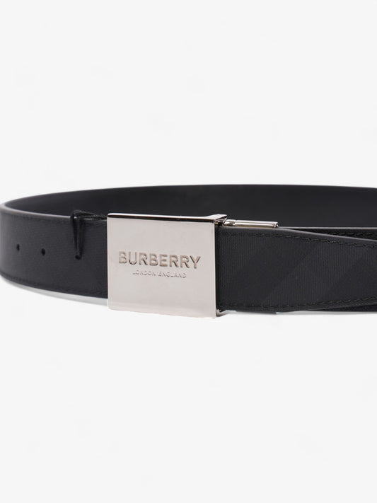 Burberry Reversible Plaque Belt Black Coated Canvas 85cm 34"