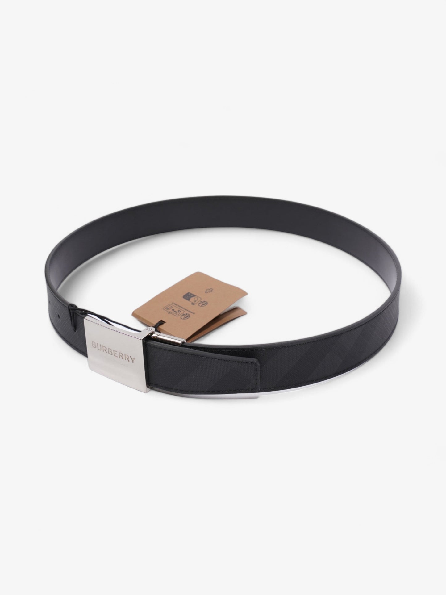 Burberry Reversible Plaque Belt Black Coated Canvas 85cm 34"