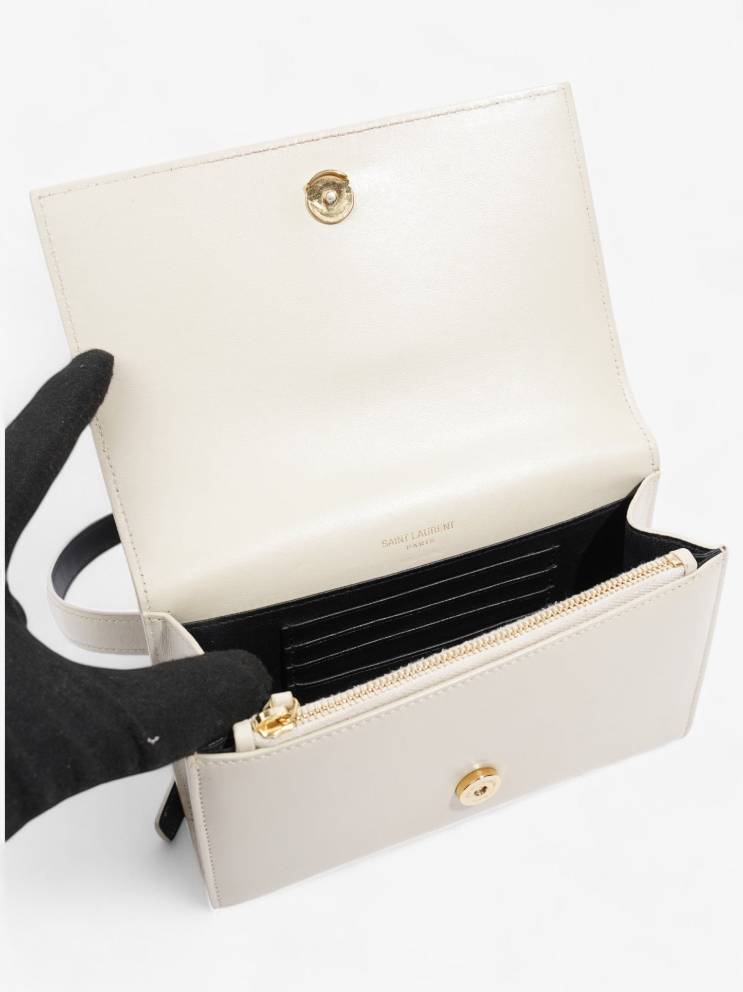 Saint Laurent Kate Belt Bag Cream Calfskin Leather