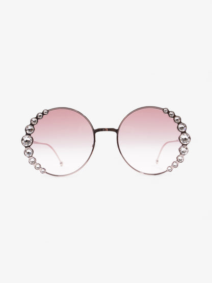 Fendi Round Crystal Sunglasses Gradient Pink Acetate 135mm