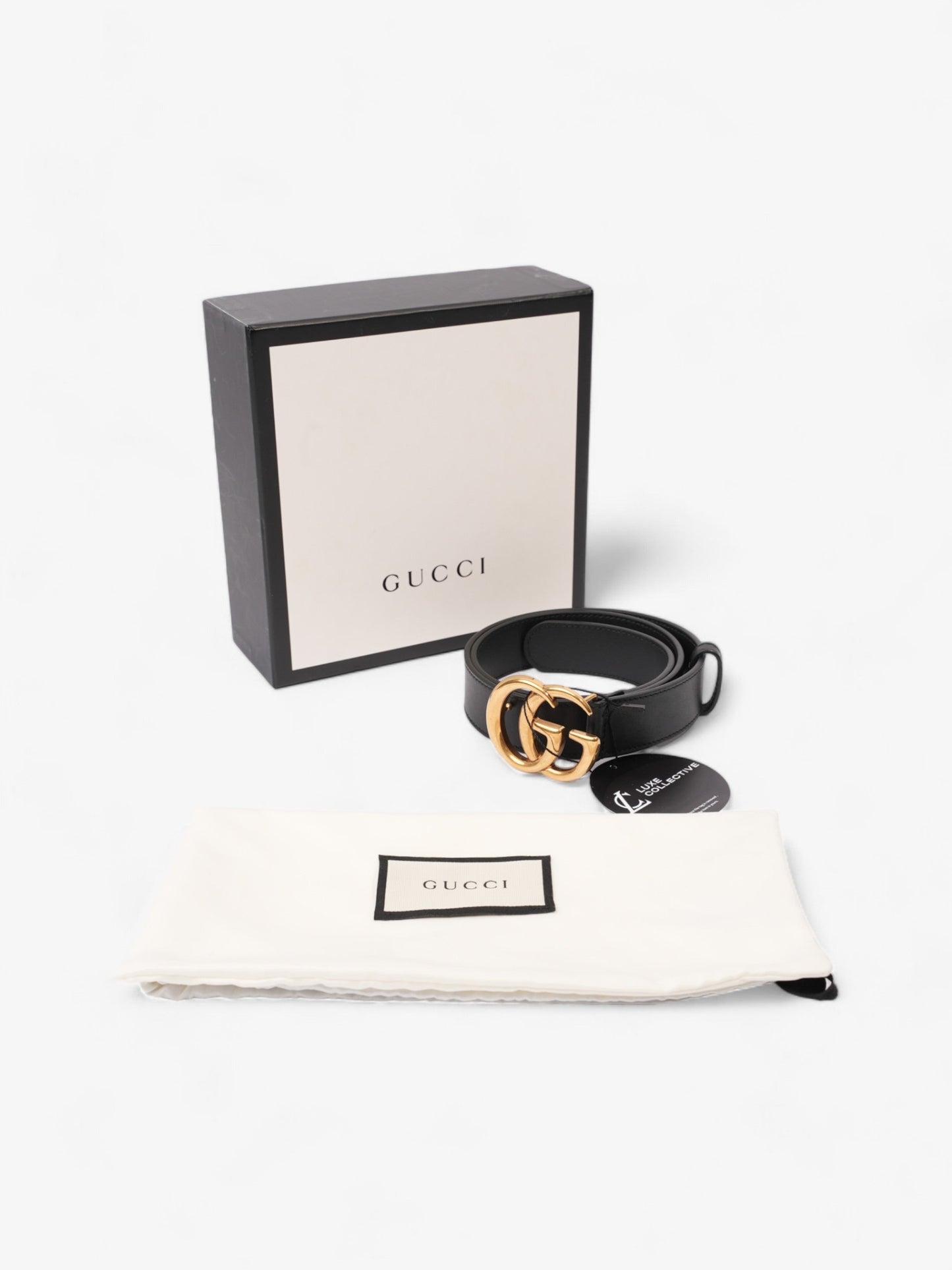 Gucci GG Marmont Belt Black / Gold Leather 75cm / 30"