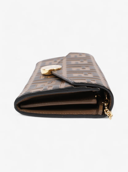 Fendi FF Circle Continental With Chain Brown / Black Calfskin Leather