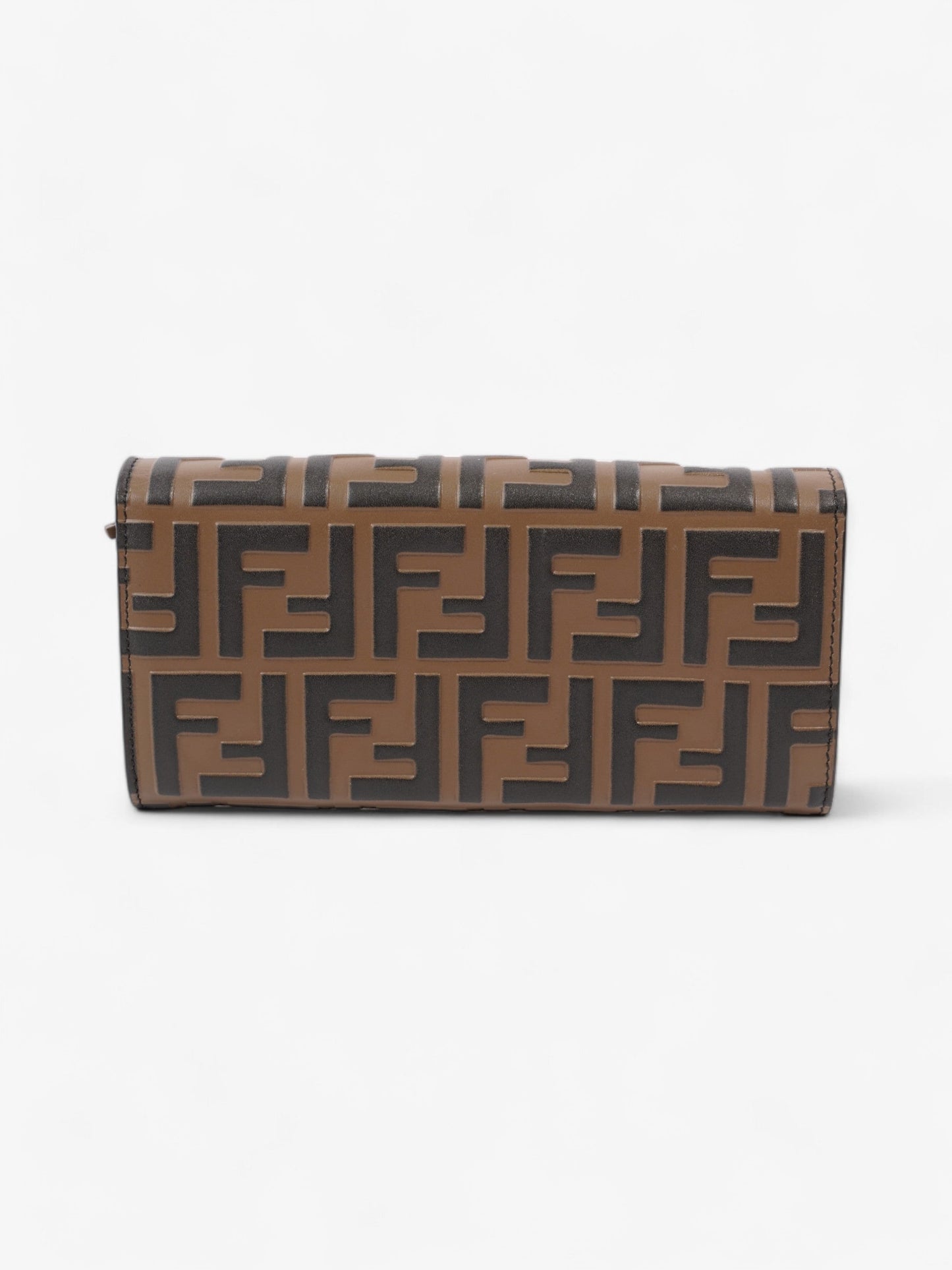 Fendi FF Circle Continental With Chain Brown / Black Calfskin Leather