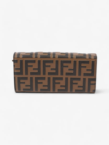 Fendi FF Circle Continental With Chain Brown / Black Calfskin Leather