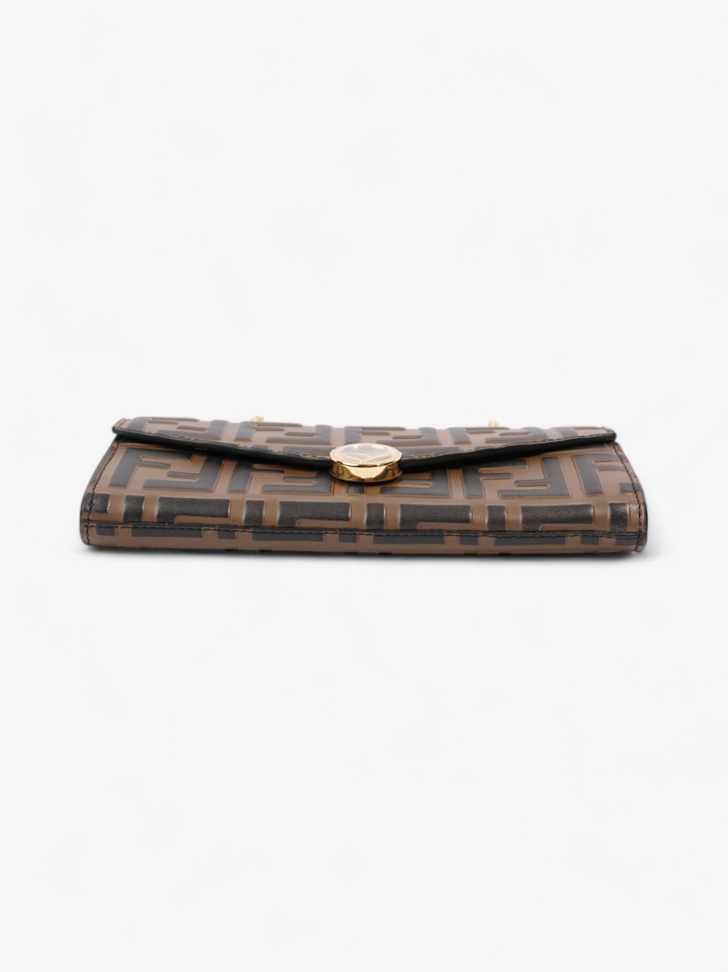 Fendi FF Circle Continental With Chain Brown / Black Calfskin Leather