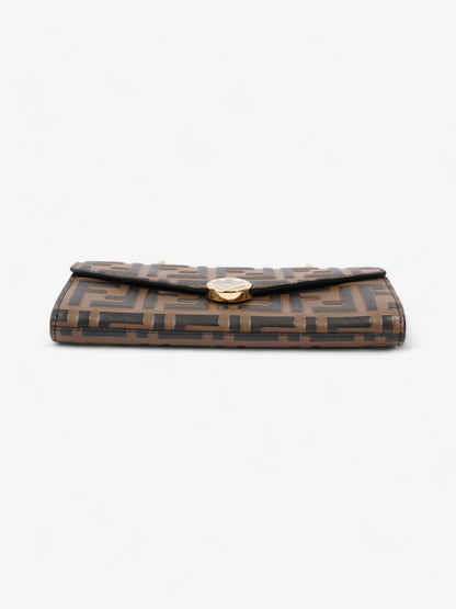 Fendi FF Circle Continental With Chain Brown / Black Calfskin Leather