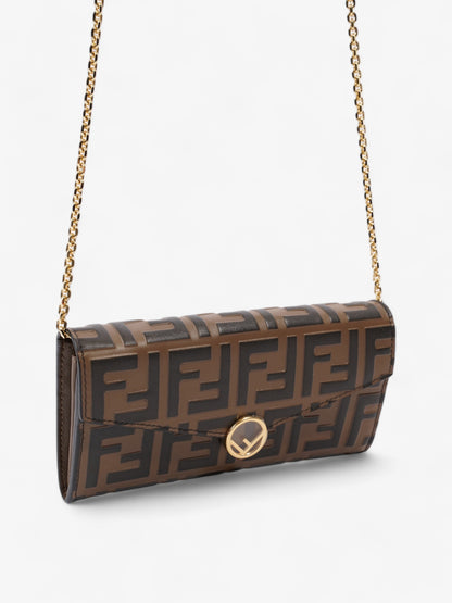 Fendi FF Circle Continental With Chain Brown / Black Calfskin Leather