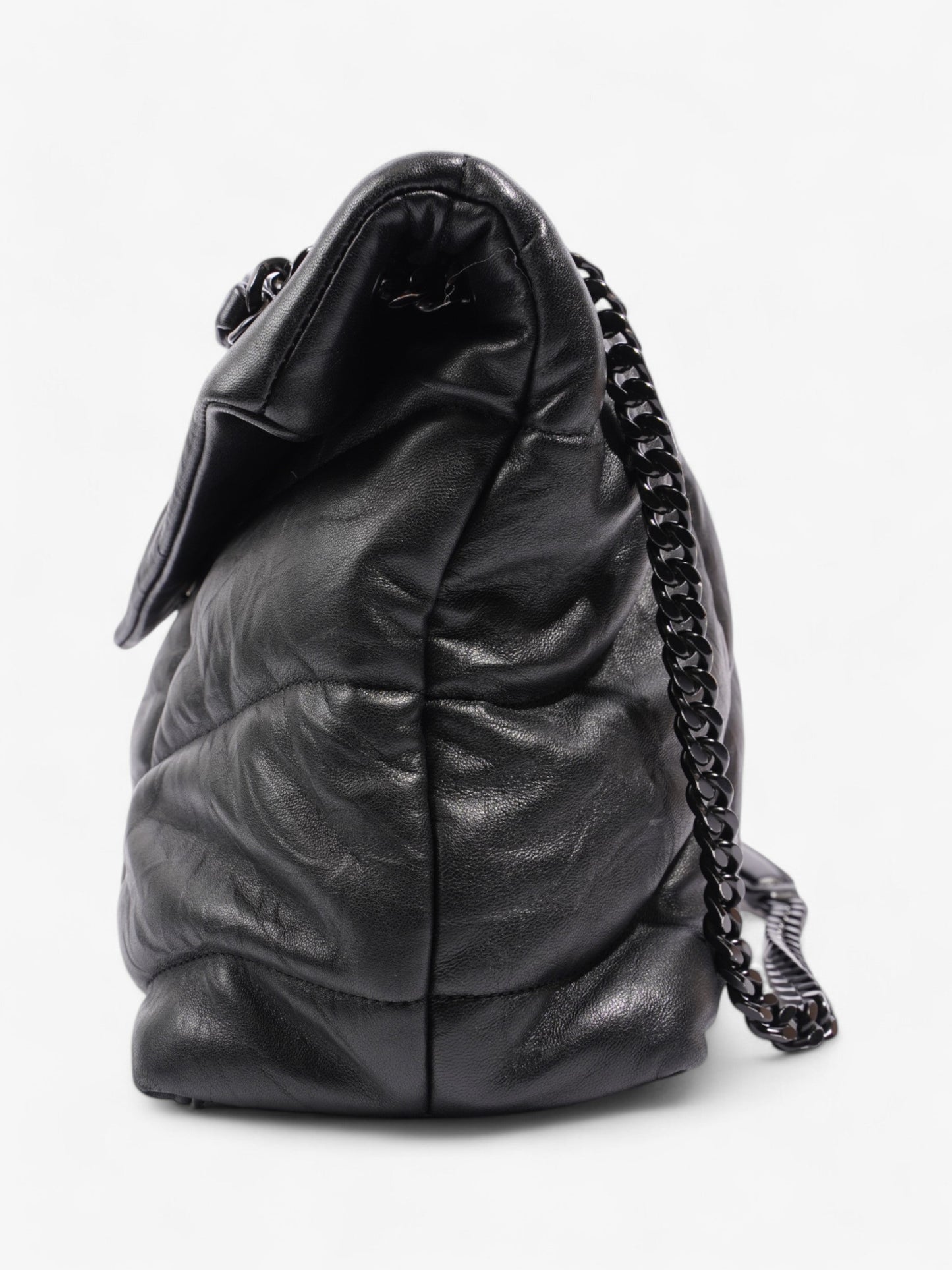 Saint Laurent Lou Lou Puffer Black Nappa Leather Large