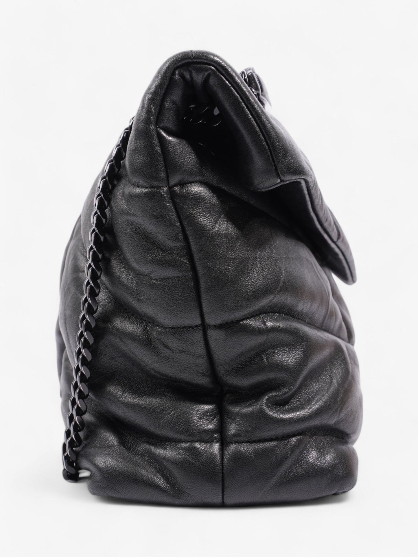 Saint Laurent Lou Lou Puffer Black Nappa Leather Large