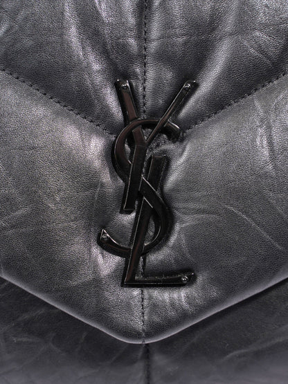 Saint Laurent Lou Lou Puffer Black Nappa Leather Large