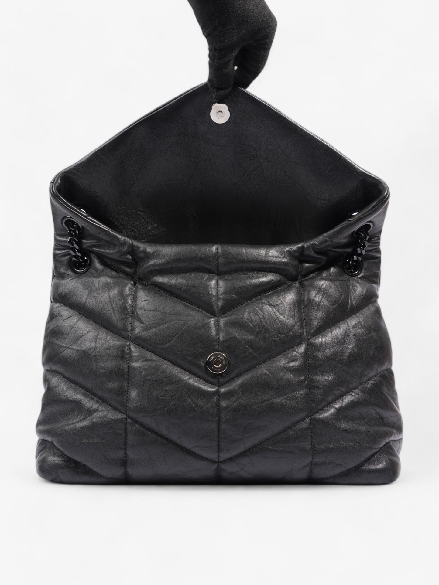 Saint Laurent Lou Lou Puffer Black Nappa Leather Large