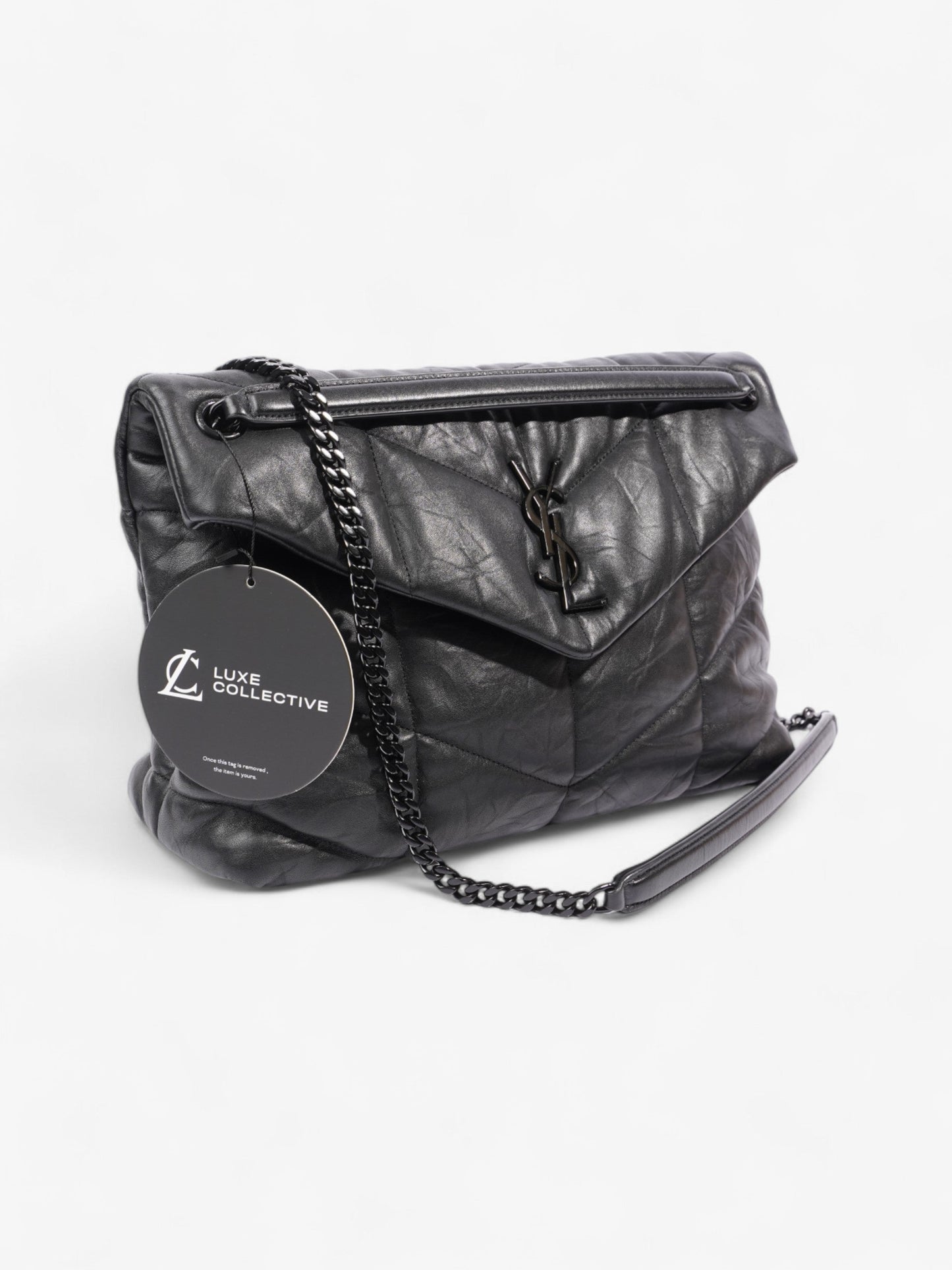 Saint Laurent Lou Lou Puffer Black Nappa Leather Large