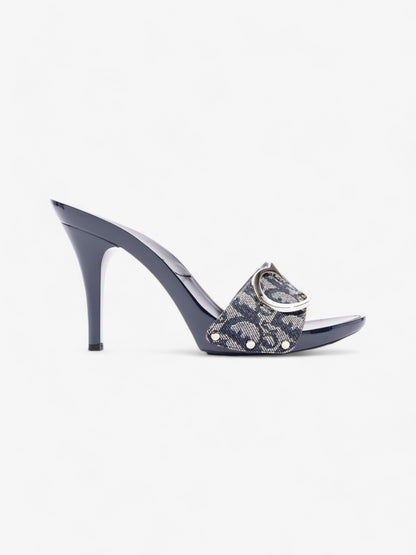 Christian Dior Monogram CD Buckle Heels 80 Navy Monogram Cloth EU 40 UK 7
